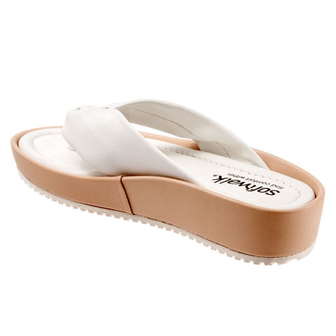 Softwalk Eliza S2220-111 Womens White Leather Flip-Flops Sandals Shoes