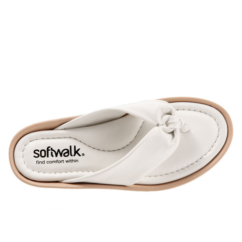 Softwalk Eliza S2220-111 Womens White Leather Flip-Flops Sandals Shoes