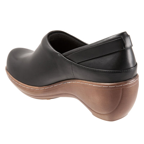 Softwalk Minna S2253-001 Womens Black Narrow Leather Clog Flats Shoes