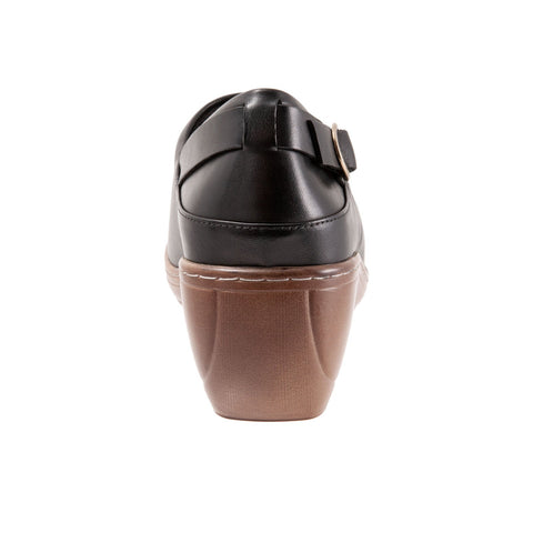 Softwalk Minna S2253-001 Womens Black Leather Hook & Loop Clog Flats Shoes