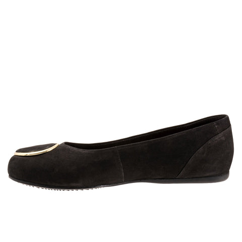 Softwalk Sonoma Halo S2257-004 Womens Black Nubuck Ballet Flats Shoes