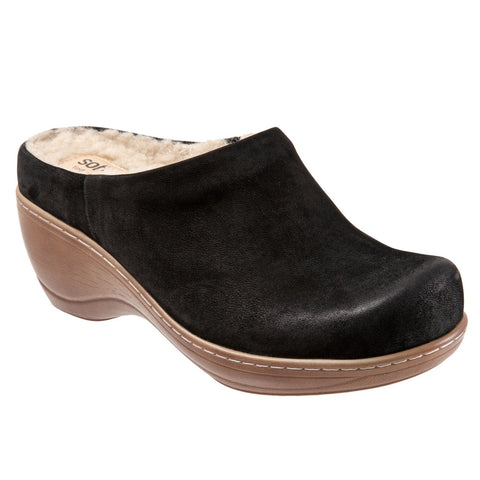 Softwalk Madison Plush S2268-004 Womens Black Wide Clog Sandals Shoes