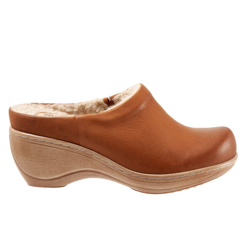 Softwalk Madison Plush S2268-223 Womens Brown Leather Clog Sandals Shoes