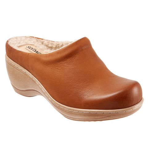 Softwalk Madison Plush S2268-223 Womens Brown Leather Clog Sandals Shoes