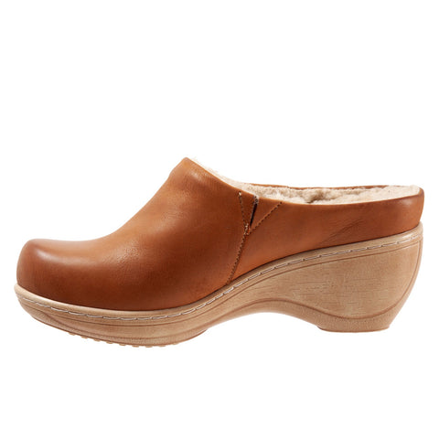 Softwalk Madison Plush S2268-223 Womens Brown Leather Clog Sandals Shoes