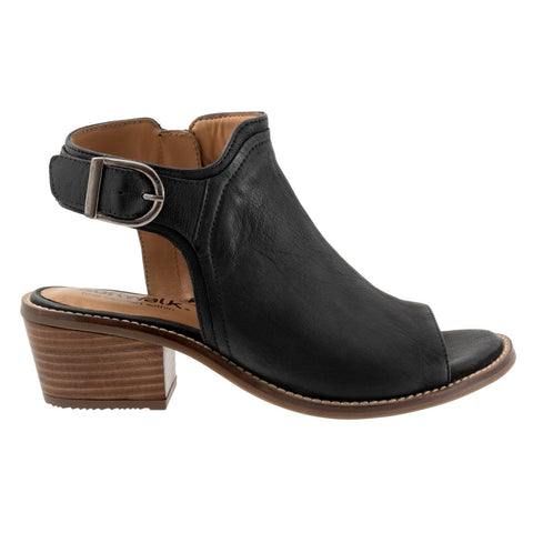 Softwalk Novara S2314-004 Womens Black Wide Leather Heeled Sandals Boots