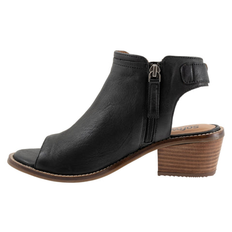 Softwalk Novara S2314-004 Womens Black Wide Leather Heeled Sandals Boots