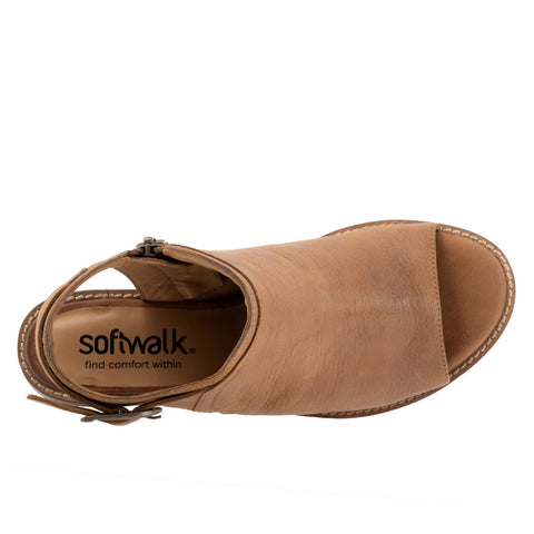 Softwalk Novara S2314-223 Womens Brown Leather Zipper Heeled Sandals Boots