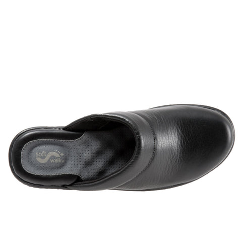 Softwalk Murietta S6015-001 Womens Black Leather Clogs Sandals Shoes