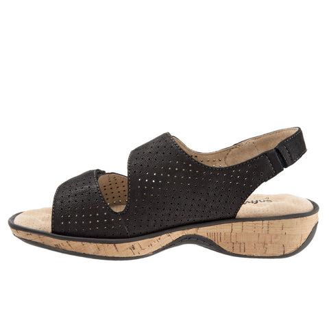 Softwalk Bolivia S9528-006 Womens Black Leather Slingback Sandals Shoes