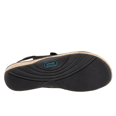 Softwalk Bolivia S9528-006 Womens Black Leather Slingback Sandals Shoes
