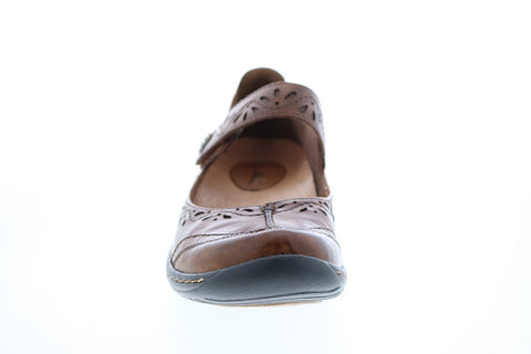 Earth Inc. Sabina Leather Womens Brown Leather Strap Mary Jane Flats Shoes