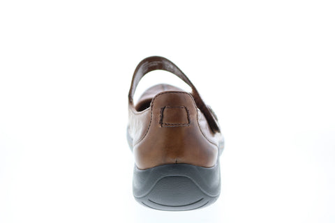 Earth Inc. Sabina Leather Womens Brown Leather Strap Mary Jane Flats Shoes