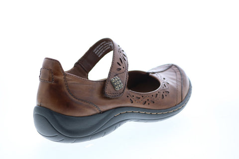 Earth Inc. Sabina Leather Womens Brown Leather Strap Mary Jane Flats Shoes