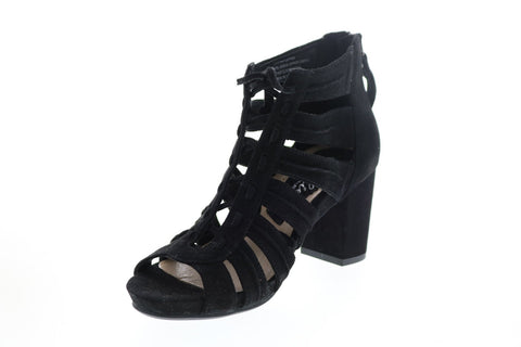Earthies Saletto SALETTO-BLK Womens Black Suede Zipper Pumps Heels Shoes