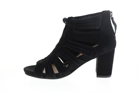 Earthies Saletto SALETTO-BLK Womens Black Suede Zipper Pumps Heels Shoes