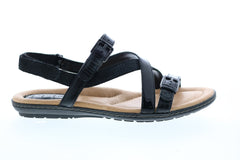 Earth Inc. Sandy X Over Sandal Womens Black Leather Slingback Sandals Shoes