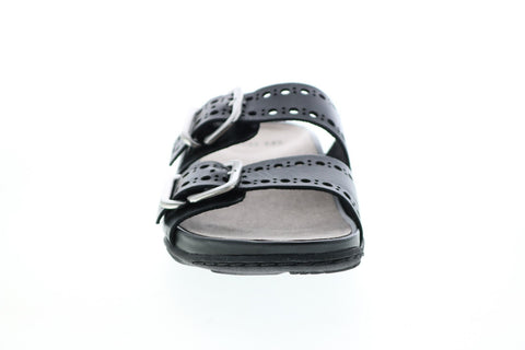 Earth Inc. Sand Havana Leather Womens Black Leather Strap Sandals Shoes