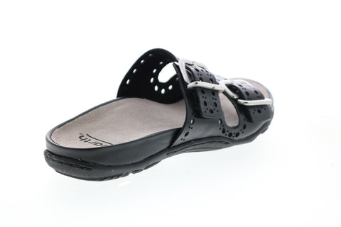 Earth Inc. Sand Havana Leather Womens Black Leather Strap Sandals Shoes