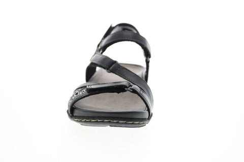 Earth Sand Maui Leather Womens Black Strap Slingback Sandals Shoes