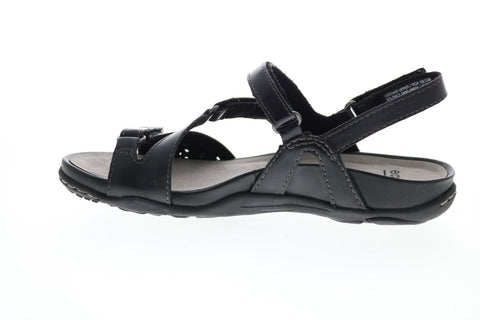 Earth Sand Maui Leather Womens Black Strap Slingback Sandals Shoes