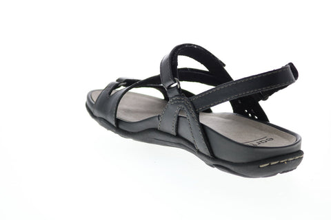 Earth Sand Maui Leather Womens Black Strap Slingback Sandals Shoes