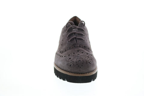 Earthies Santana SANTANA-SLT Womens Gray Suede Lace Up Oxford Flats Shoes