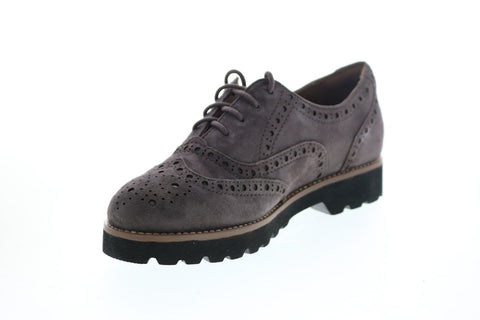 Earthies Santana SANTANA-SLT Womens Gray Suede Lace Up Oxford Flats Shoes