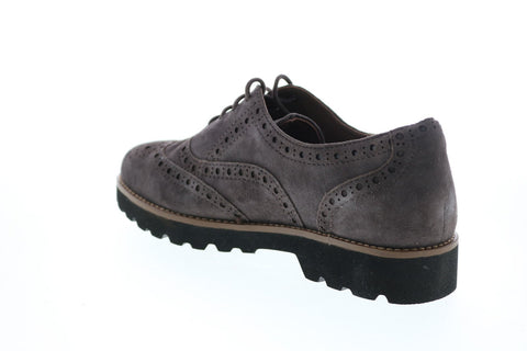 Earthies Santana SANTANA-SLT Womens Gray Suede Lace Up Oxford Flats Shoes