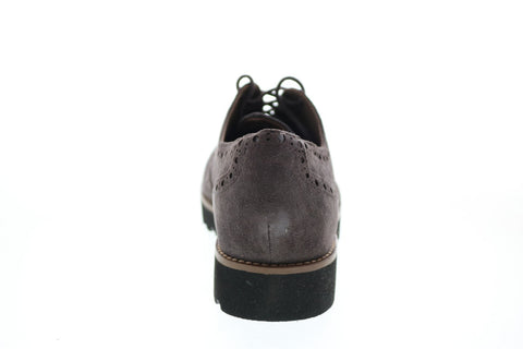 Earthies Santana SANTANA-SLT Womens Gray Suede Lace Up Oxford Flats Shoes