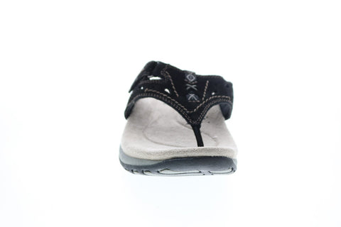 Earth Origins Sara Womens Black Wide Suede Slip On Flip-Flops Sandals Shoes