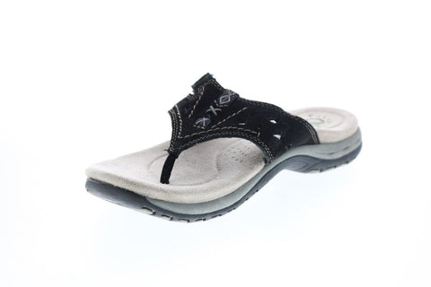 Earth Origins Sara Womens Black Wide Suede Slip On Flip-Flops Sandals Shoes