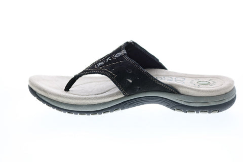 Earth Origins Sara Womens Black Wide Suede Slip On Flip-Flops Sandals Shoes