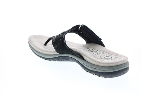 Earth Origins Sara Womens Black Wide Suede Slip On Flip-Flops Sandals Shoes