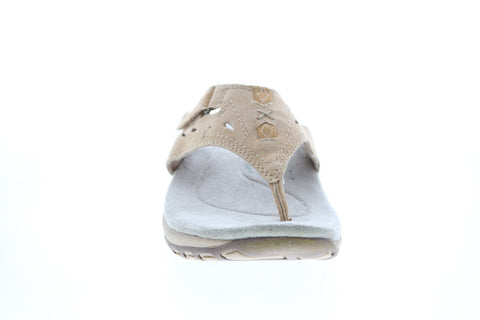 Earth Origins Sara Womens Beige Wide Suede Slip On Flip-Flops Sandals Shoes