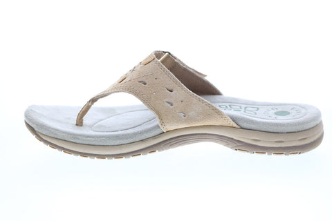 Earth Origins Sara Womens Beige Wide Suede Slip On Flip-Flops Sandals Shoes