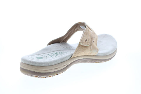 Earth Origins Sara Womens Beige Wide Suede Slip On Flip-Flops Sandals Shoes