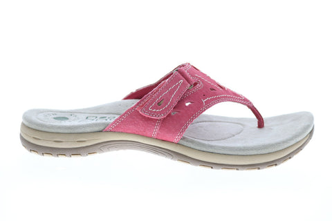 Earth Origins Sara Womens Red Wide Suede Slip On Flip-Flops Sandals Shoes