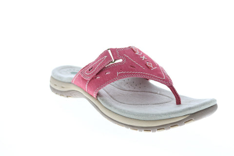 Earth Origins Sara Womens Red Wide Suede Slip On Flip-Flops Sandals Shoes