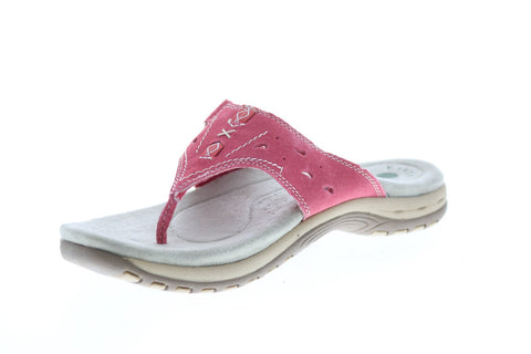 Earth Origins Sara Womens Red Wide Suede Slip On Flip-Flops Sandals Shoes