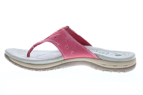 Earth Origins Sara Womens Red Wide Suede Slip On Flip-Flops Sandals Shoes