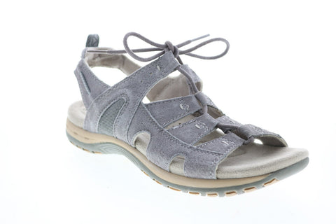 Earth Origins Sassy Womens Gray Suede Slip On Gladiator Sandals Shoes