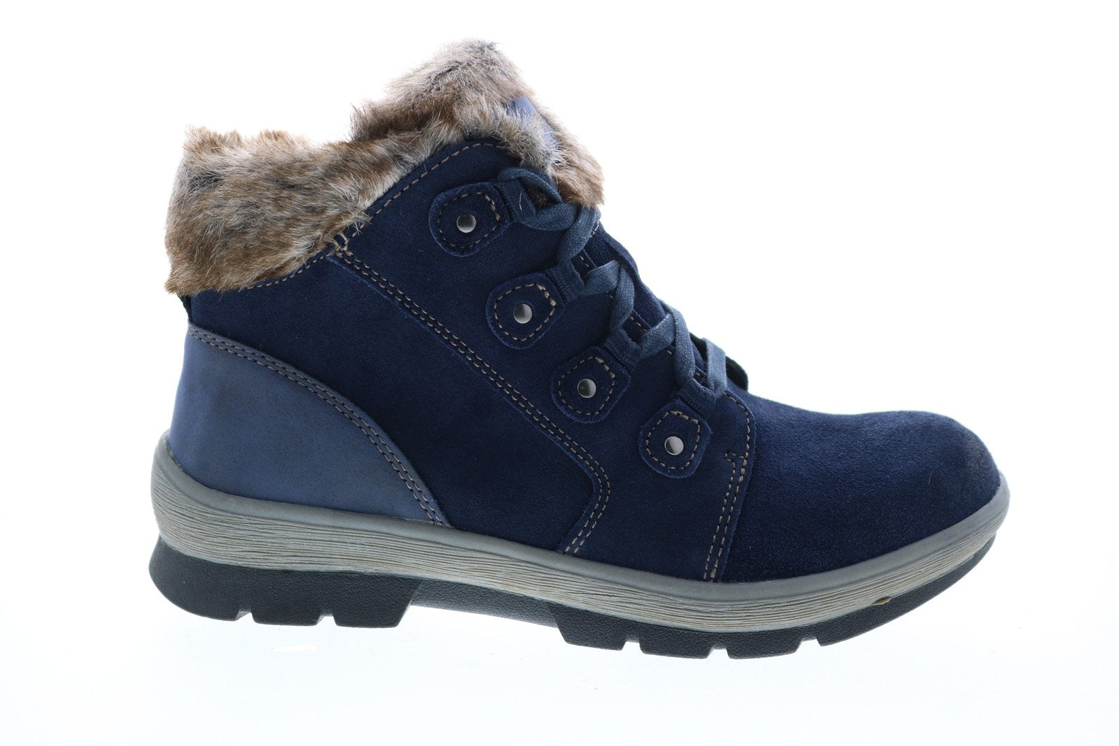 Earth Origins Sherpa Scarlett Womens Blue Suede Lace Up Ankle