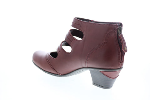 Earth Inc. Serano Soft Leather Womens Burgundy Zipper Strap Heels Shoes