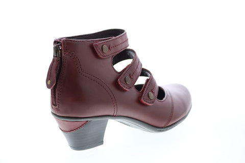 Earth Inc. Serano Soft Leather Womens Burgundy Zipper Strap Heels Shoes