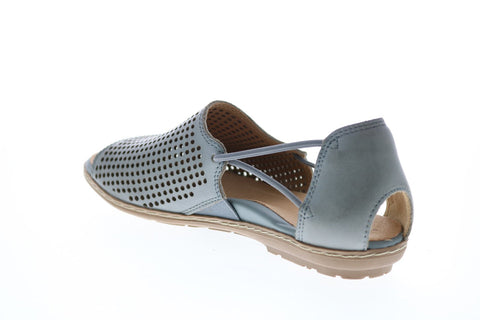 Earth Inc. Shelly Slip On Womens Blue Leather Strap Sandals Shoes