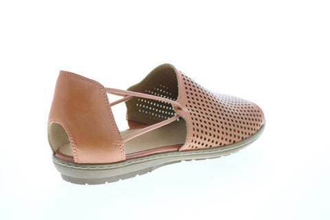 Earth Inc. Shelly Slip On Womens Orange Leather Strap Sandals Shoes