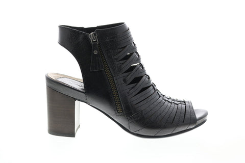 Earthies Siena SIENA-BLK Womens Black Leather Zipper Pumps Heels Shoes