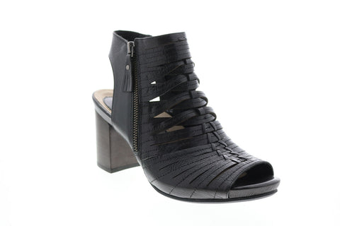 Earthies Siena SIENA-BLK Womens Black Leather Zipper Pumps Heels Shoes