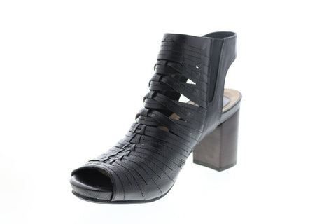 Earthies Siena SIENA-BLK Womens Black Leather Zipper Pumps Heels Shoes